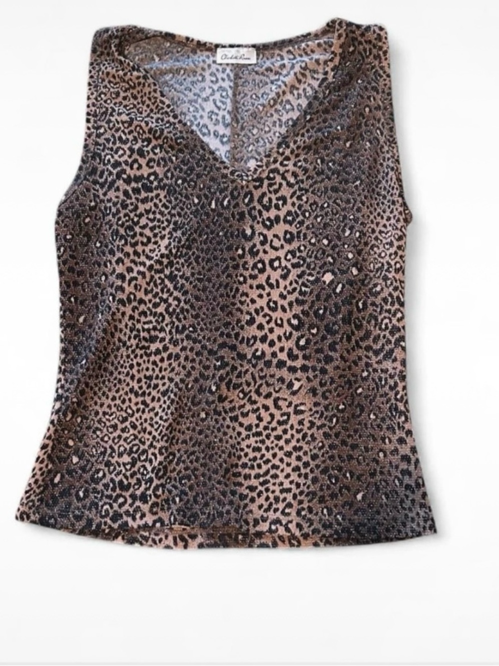 vintage y2k charlotte russe cheetah print sparkly v-neck top